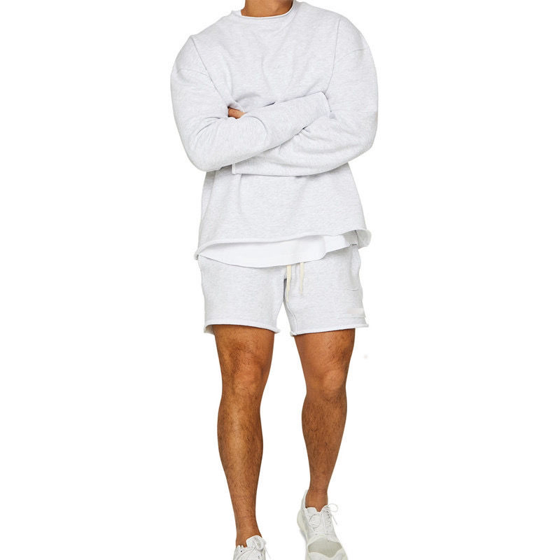 Wholesale Men's Casual Hoodies and Sweatshirts, Solid Color Running Training Loose Crewneck Sweatshirts Clothing