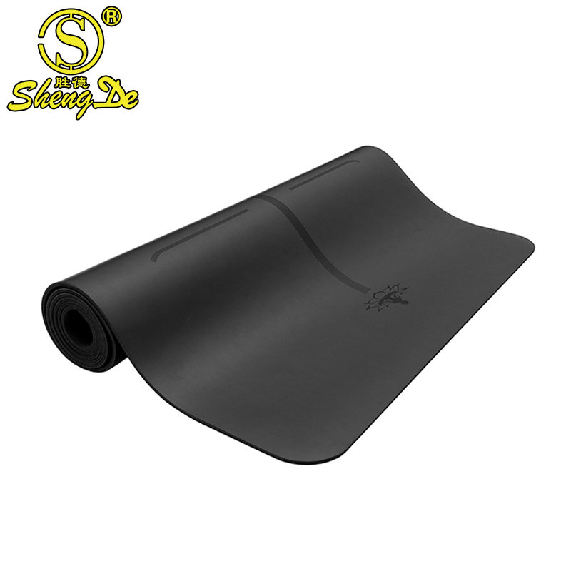 Wholesale High Quality Eco Friendly Black Gold Stamp Print Alignment Arch PU Rubber Yoga Mat