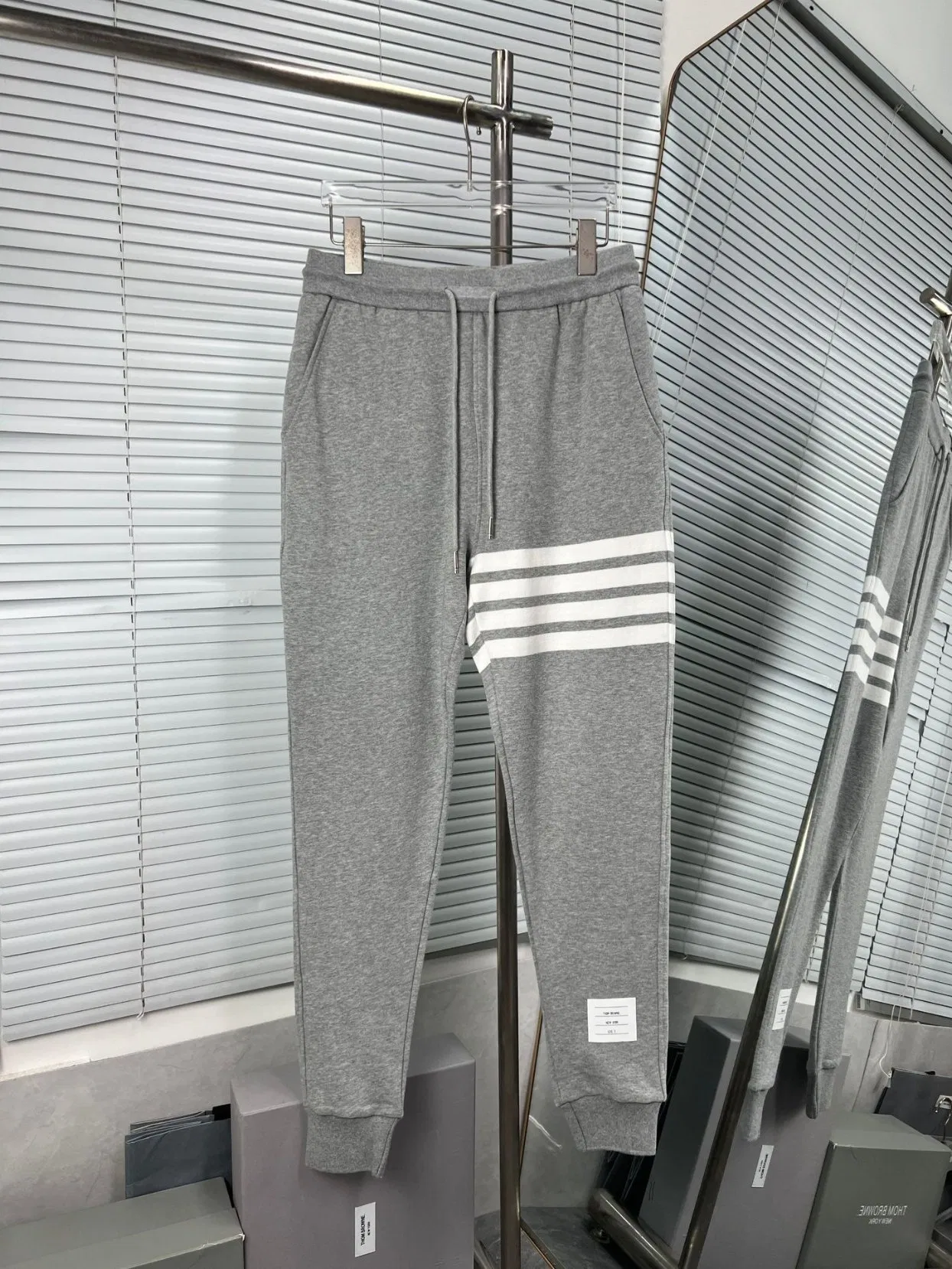 Wholesale Retro Designer Tb Street Wear Gray Pants Hip Hop Track Pants OEM Manufacture