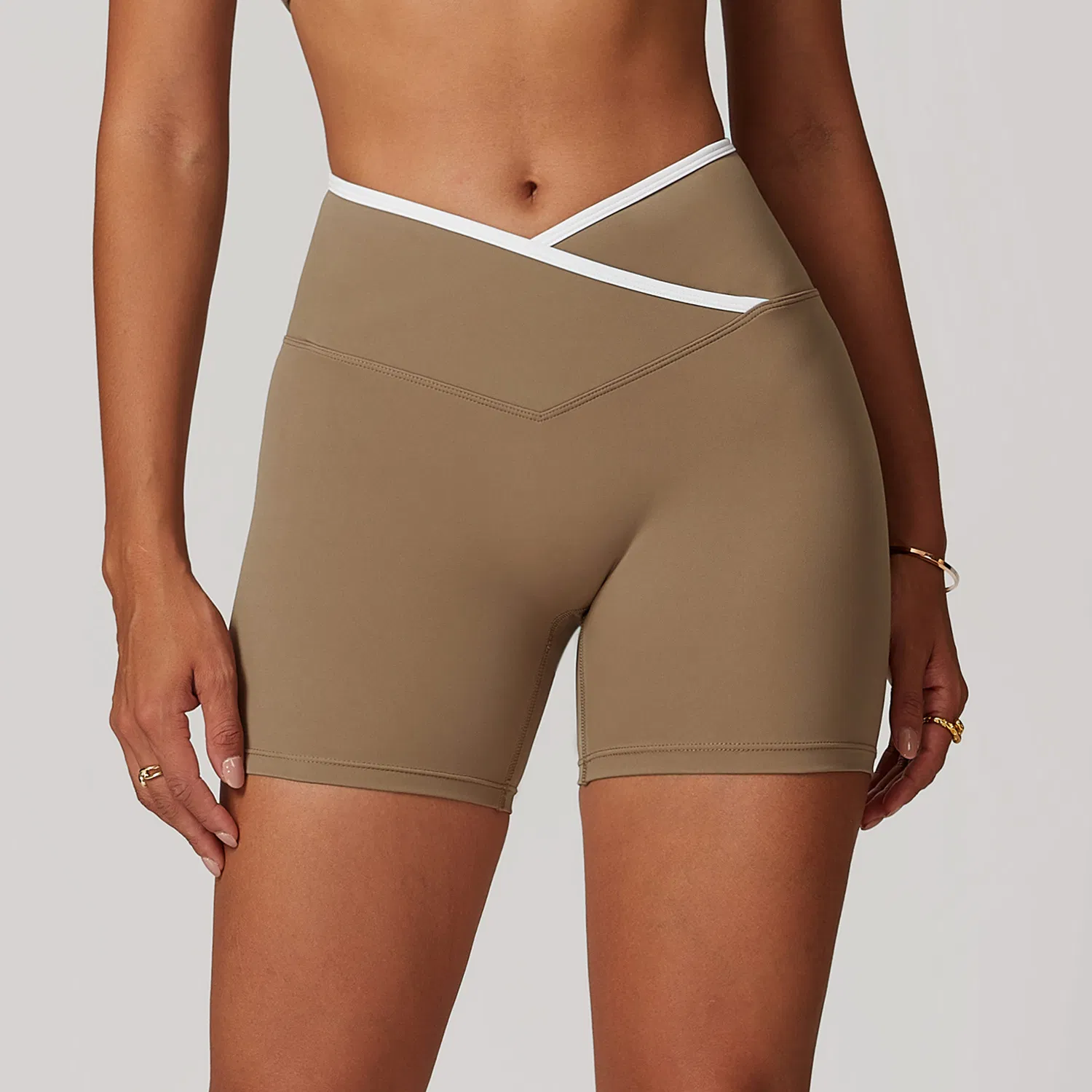 Cross Waist Tight Peach Hip Yoga Shorts Women