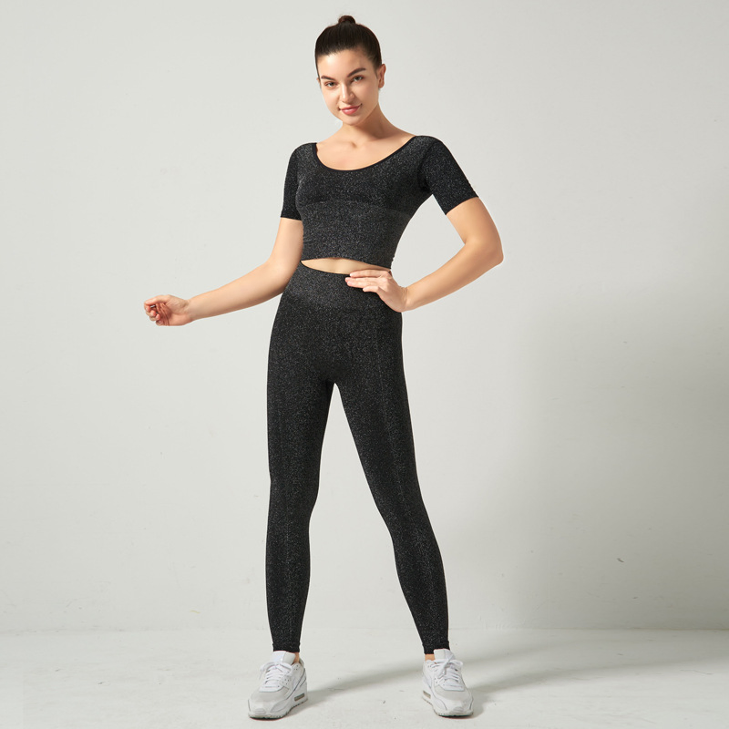 Seamless Fitness Women High Waist Leggings Activewear Set