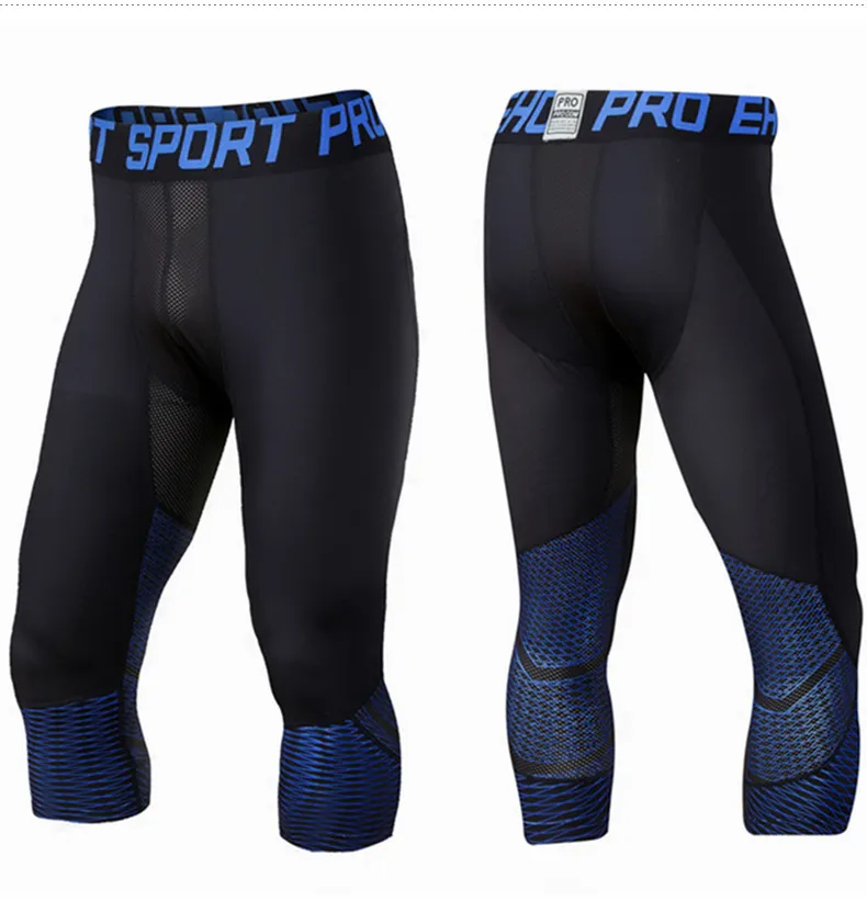 Men Compression Fitness Knee High Shorts Slim Fit/Fashion/Sports/Printed Sublimation Printed Green Tights/Leggings