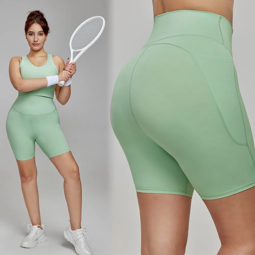 Top Selling Upto 3XL Plus Size High Waist Fitness Biker Shorts for Women, Customize Logo Yoga Fitness Running Shorts with Deep Side Pockets