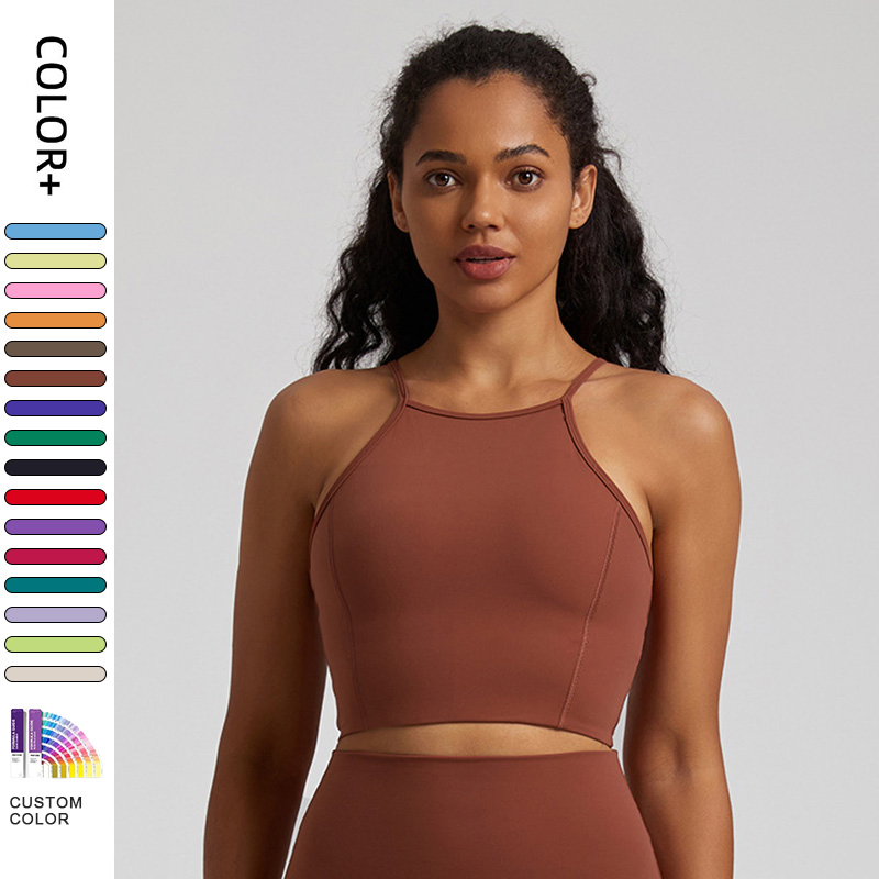 Lulu Fashion Woman's Sleeveless Crewneck Yoga Tops Buttery Soft Crossover Strapy Sexy Breathable Cami Fitness Workout Cropped Tank Tops