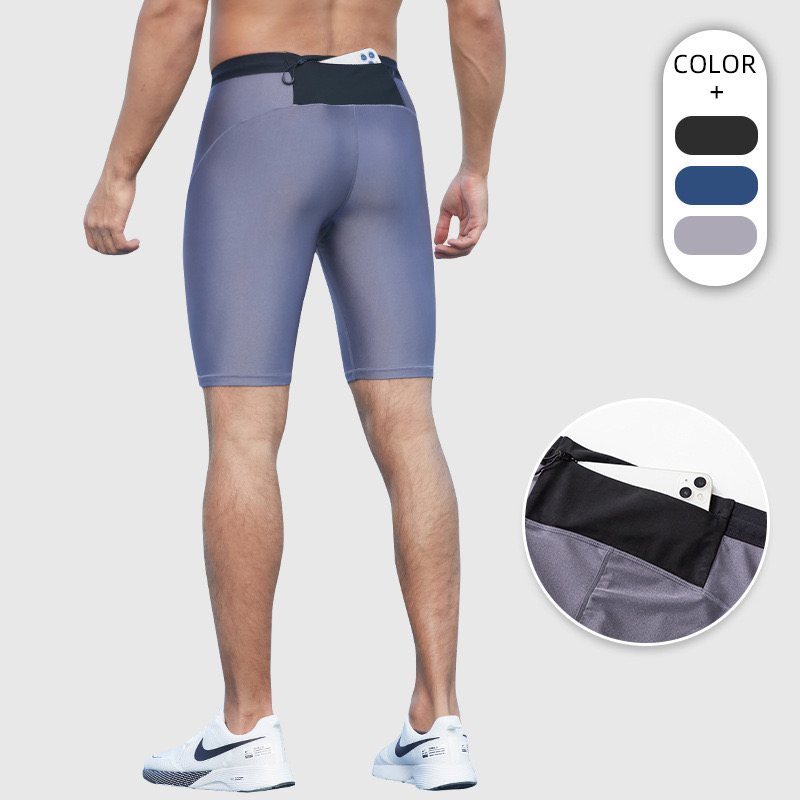 Factory OEM &amp; ODM Premium Nylon Spandex Workout Running Jogging Clothes Quick Dry Gym Fitness Training Shorts with Back Zipper Pocket + Drawstring for Men