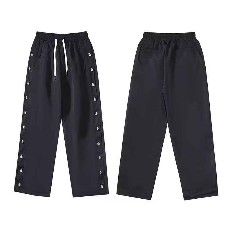 Hellstar Men Lightweight Nylon Track Pants Snap-Side Sporty Streetwear