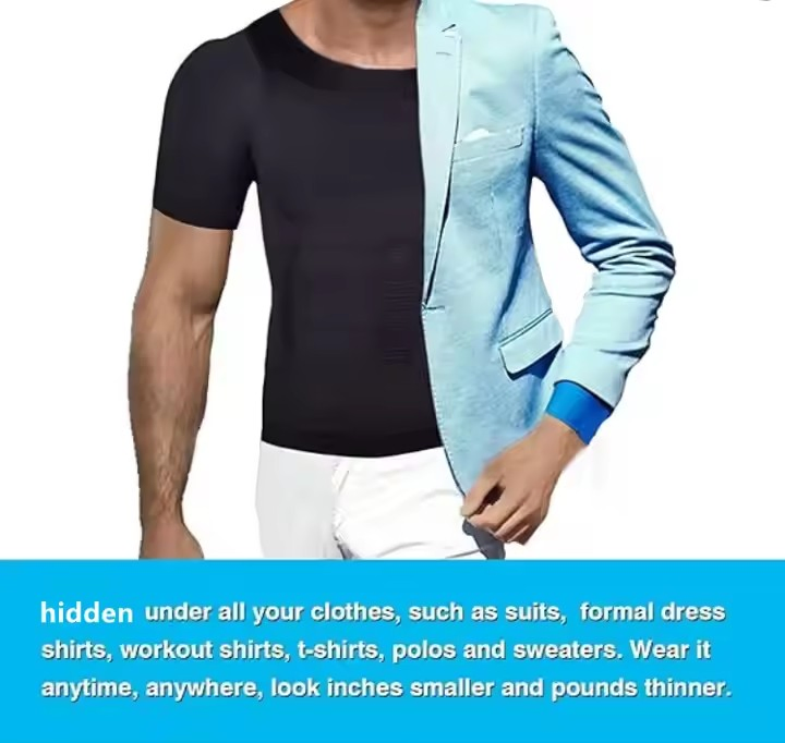 Men Body Shaper White Undershirt Custom Quick Dry Breathable Nylon Seamless Workout Compression Shirt