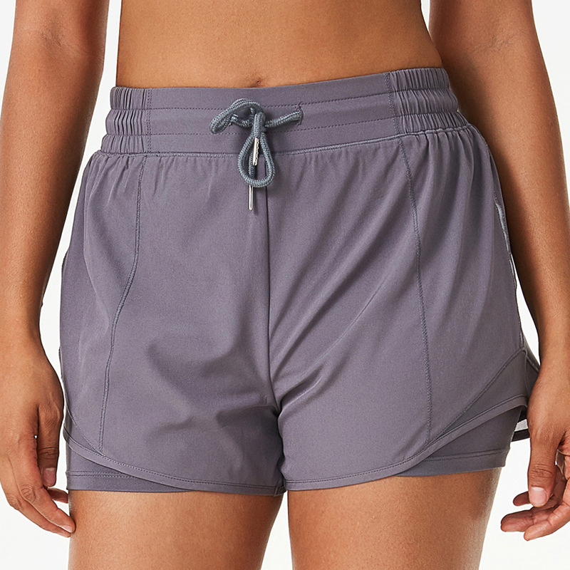 Cross Border Sports Shorts Women's Summer Loose Fitness Shorts Fake Two-Piece Sports Pants Anti Light Yoga Shorts