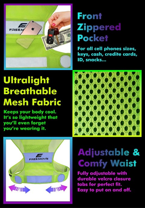 Reflective Vest Running Gear Ultralight Runner Safety Vest+Armbands &amp; Bag