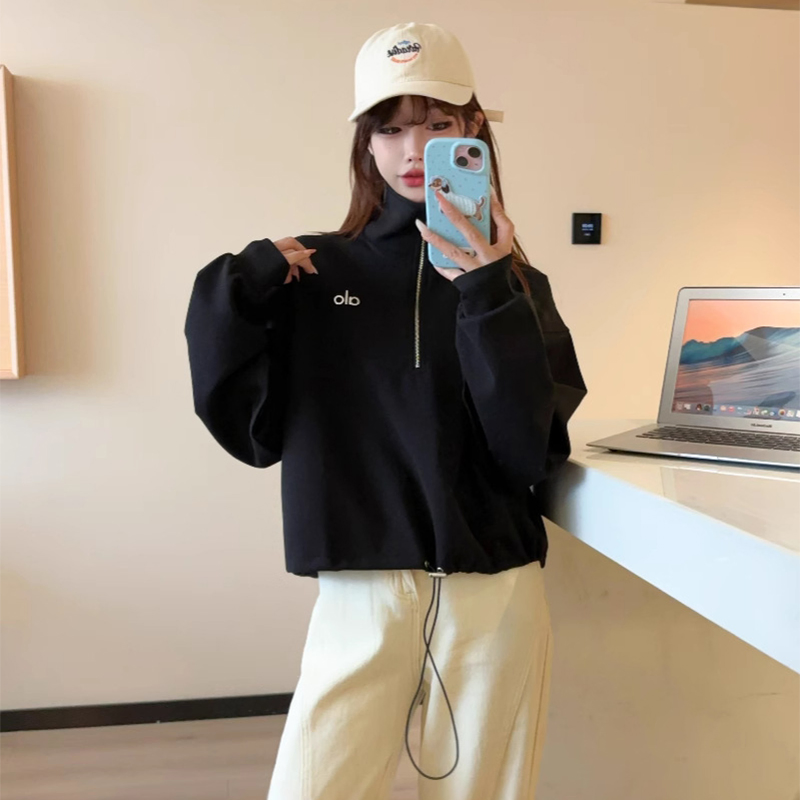 Custom Sports Sweatshirt for Autumn and Winter Running, Half Zipper Training, Long Sleeved Outerwear, Half Zipper Hoodies Women