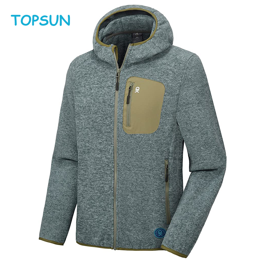 Men′ S Lightweight Sport Outdoor Fashion Winter Warm Polar Fleece Running Jacket Hooded Full Zip Hiking Jacket
