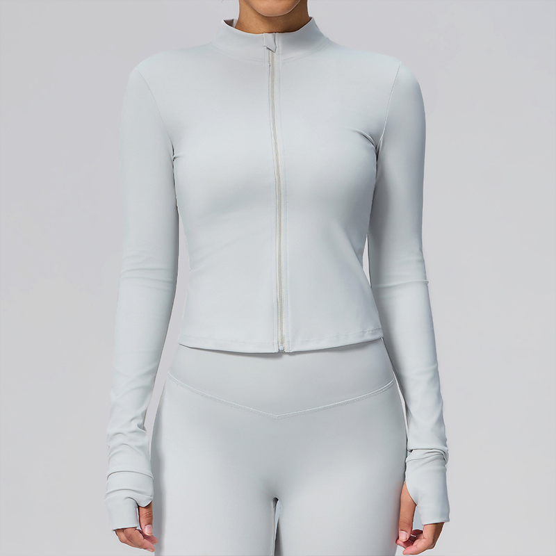 Lulu-Style Women's Lightweight Silk Breathable Long-Sleeved Full-Zip Solid Yoga Running Gym Jackets