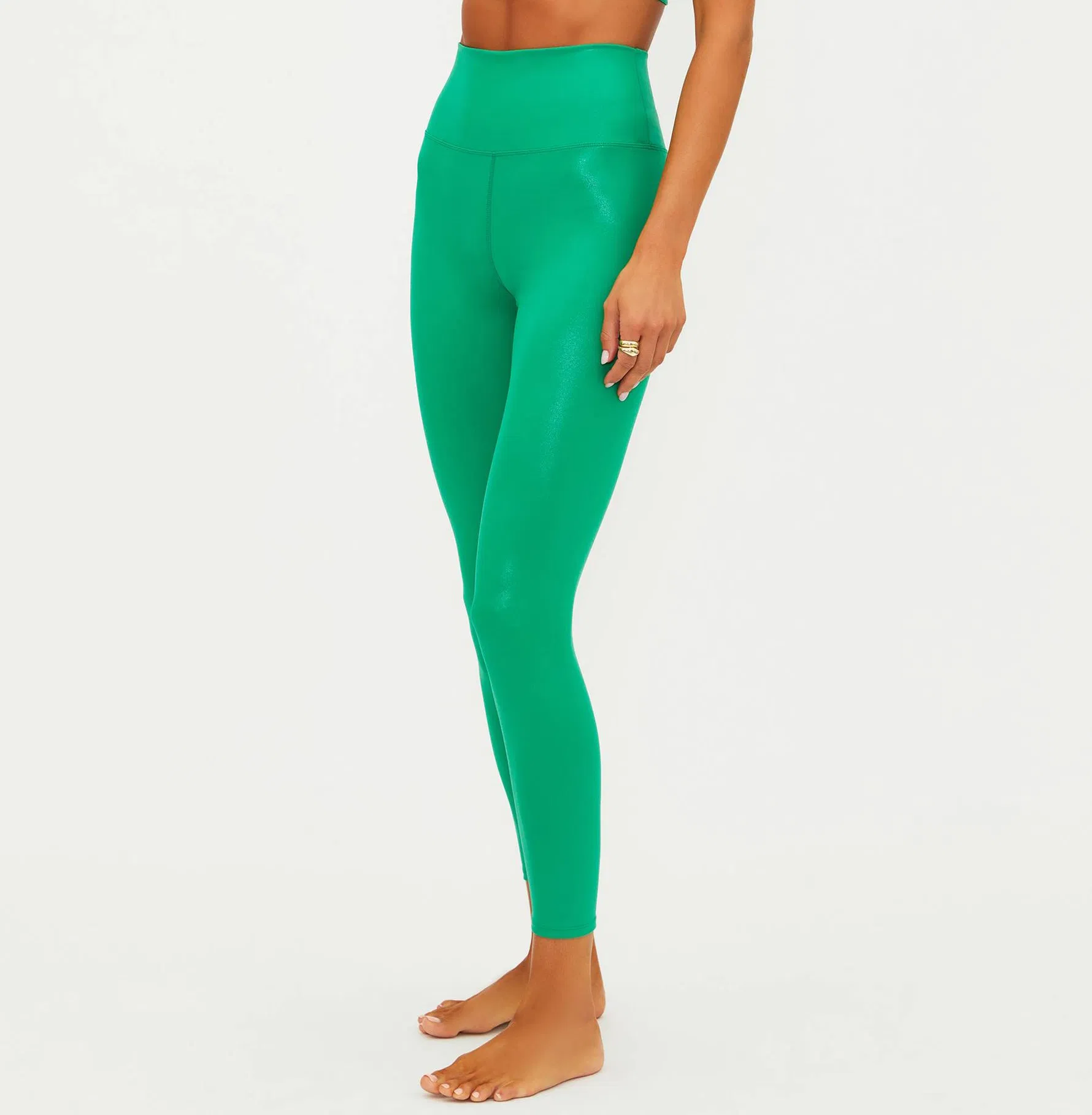 Frosted Fir Shine High Waisted Yoga Tights for All-Day Comfort
