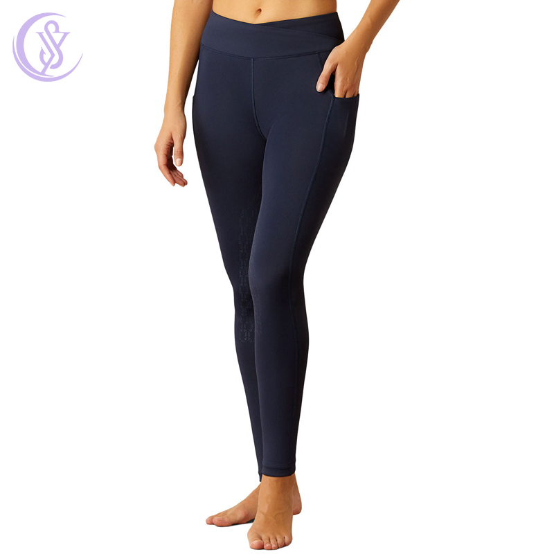 Custom Equestrian Clothing Overlapped V Shape Waistband Horse Riding Half Grip Tights