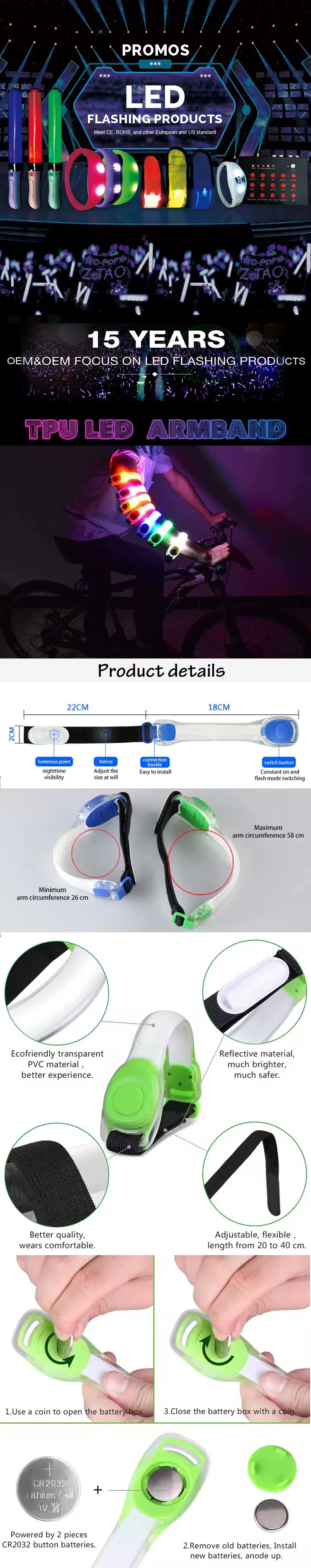 Safety Reflective LED Light Armband