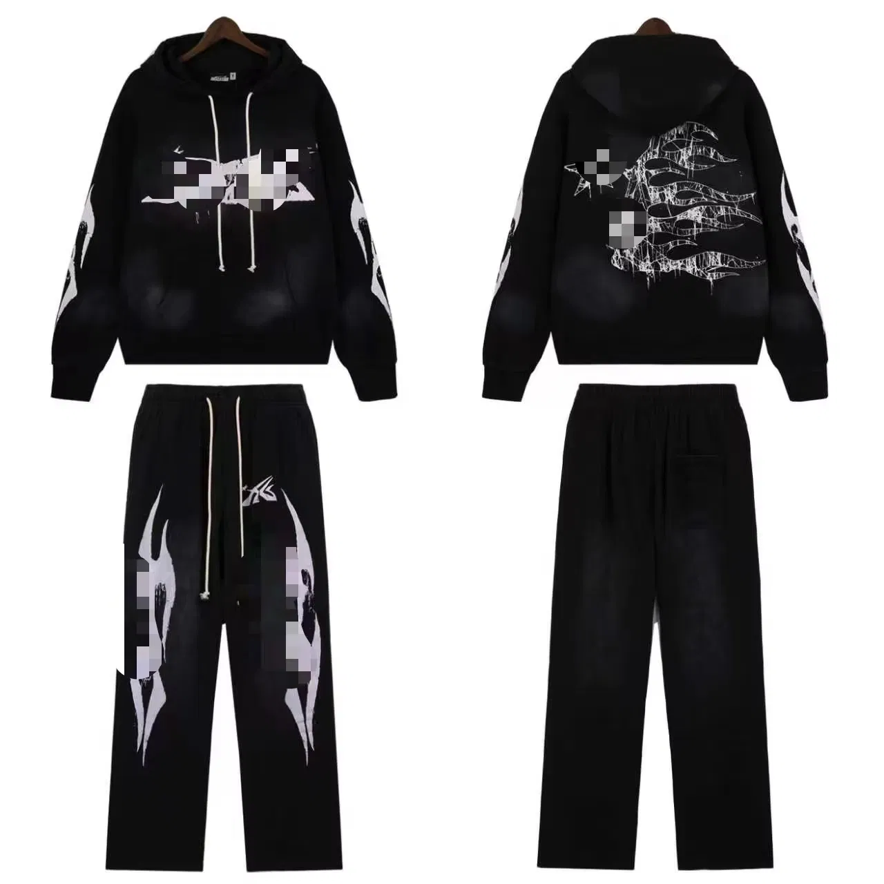 Windrunner Men's Nocta Gym Training Suit Two-Piece Zipper Hooded Tech Fleece Hoodies with Printed Pattern for Autumn Fitness