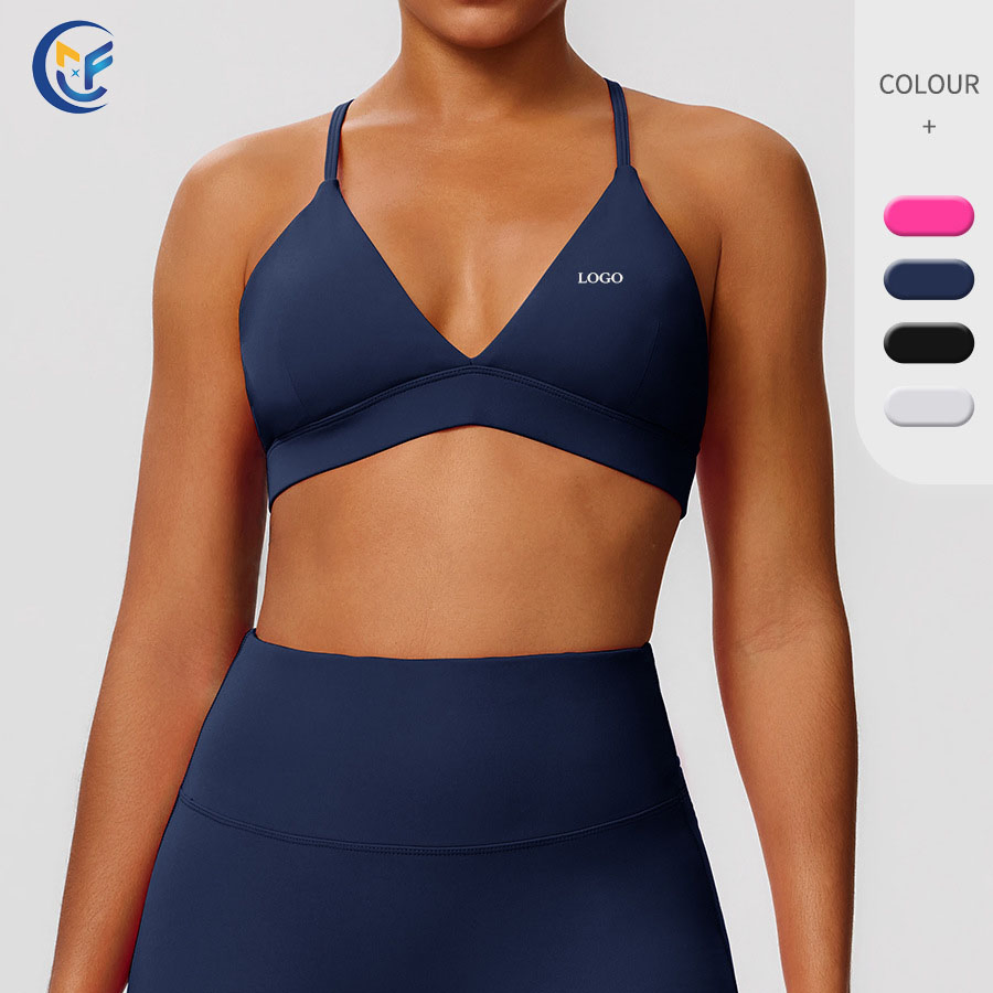 Hot Selling Fashion Ladies Sports Bra with Support Sexy Cross-Back Quick-Dry Naked Sensation Fitness Top Yoga Fitness