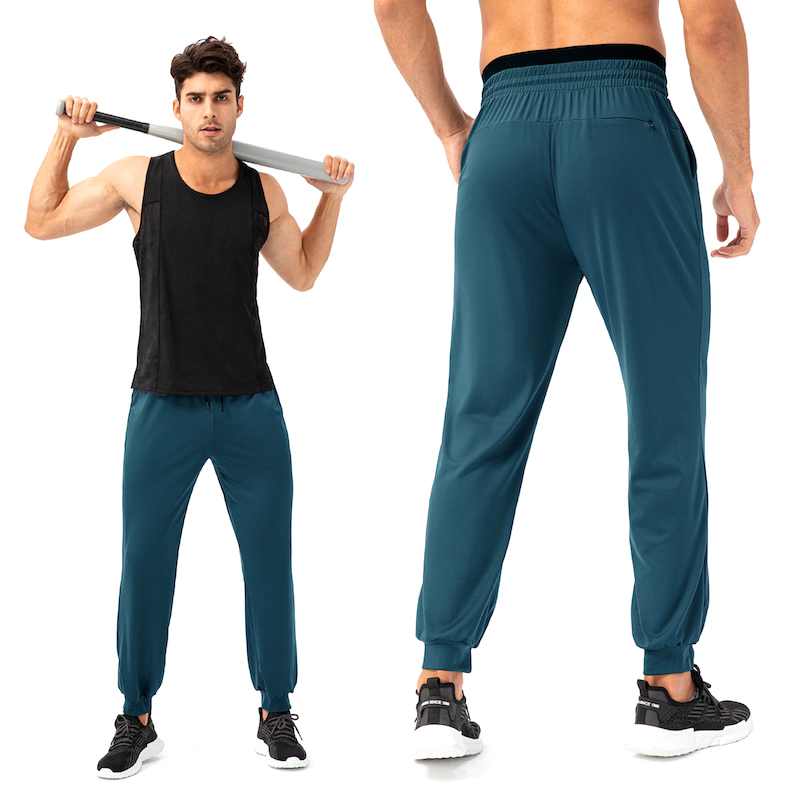 Wholesale Sports Jogger Pants with Hidden Back Zipper Pockets, Custom Logo Tapered Training Soccer Athletic Pants Running Workout Cool Dry Track Pants for Men
