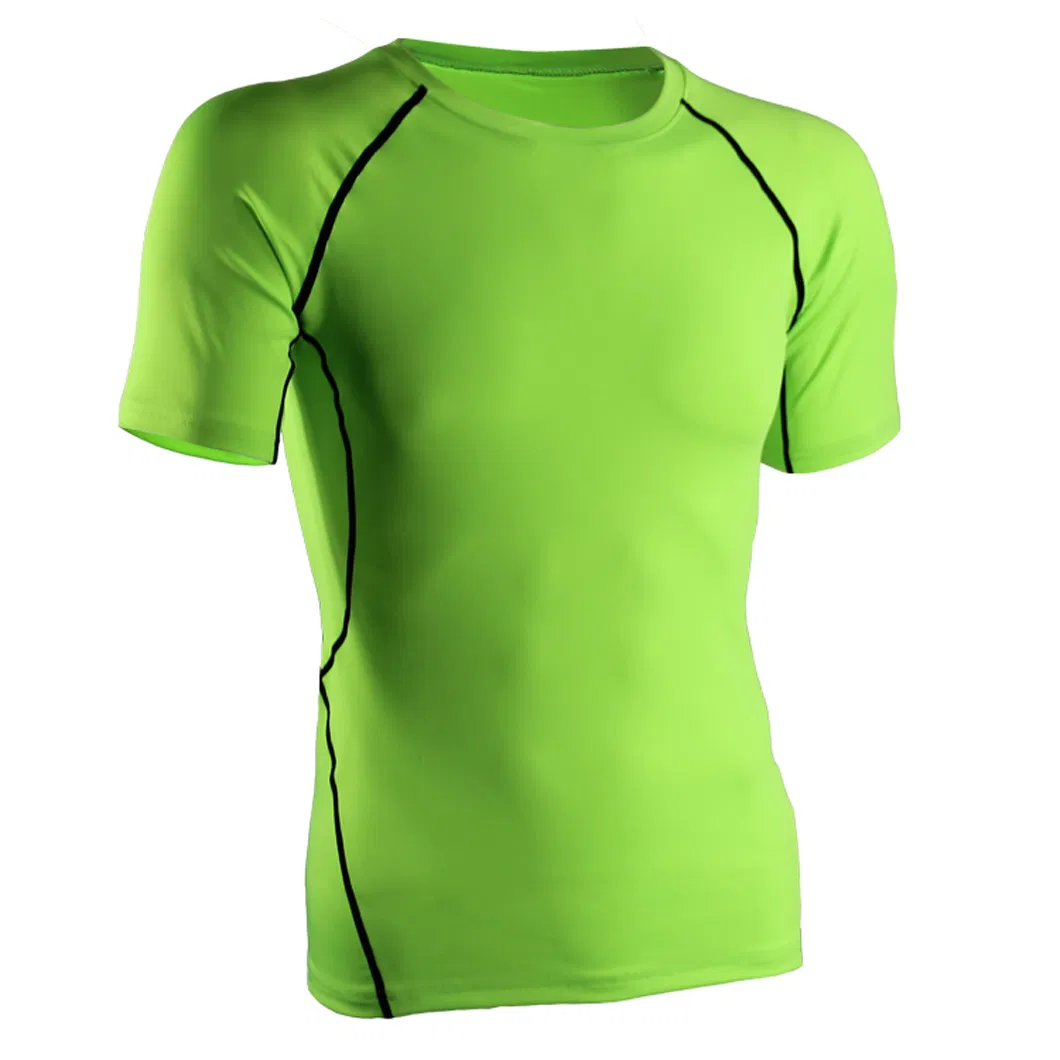 Quick Dry Fitness Breathable Blank Shirts Round Neck Muscle High Quality Running Workout Compression Shirt