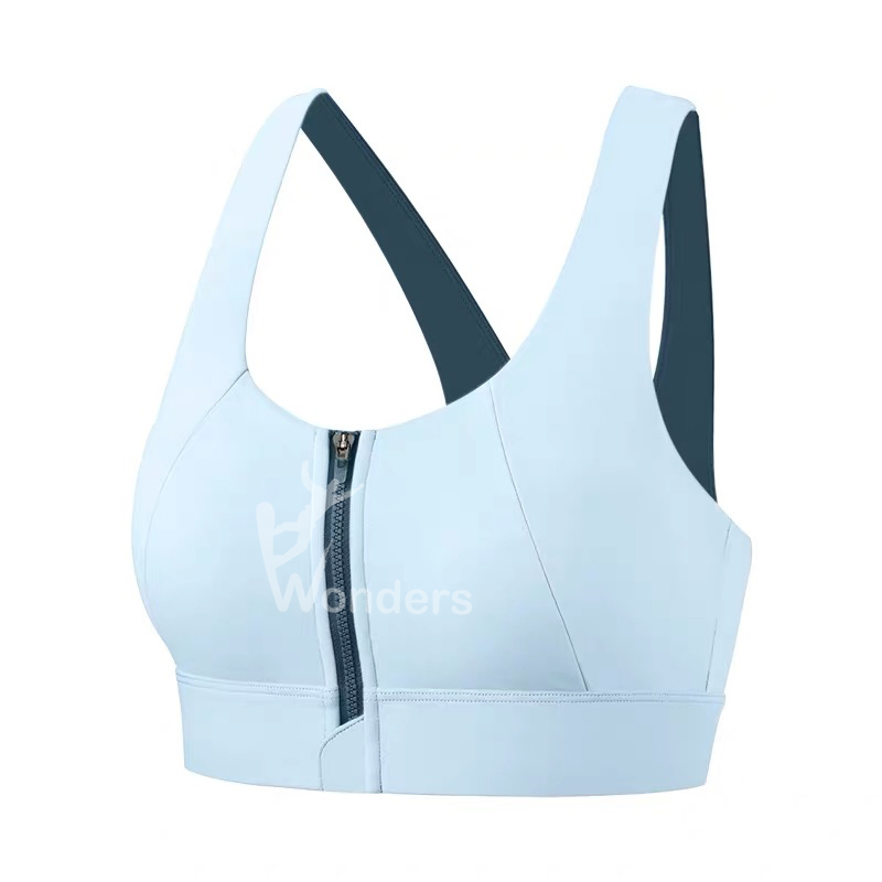 Woman’ S High Support Yoga Sports Bras Racerback Front Zip Sports Bra with Padded Cups
