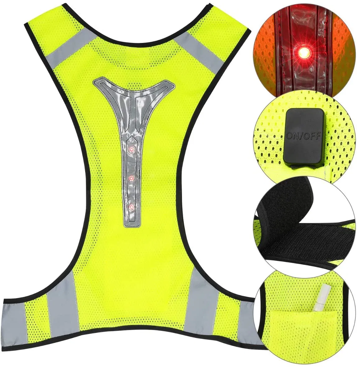 LED Adjustable Walking Cycling Signal Safety Vest Quality High Visibility Warning Safety Vest Light Quality LED Safety Reflective Vest