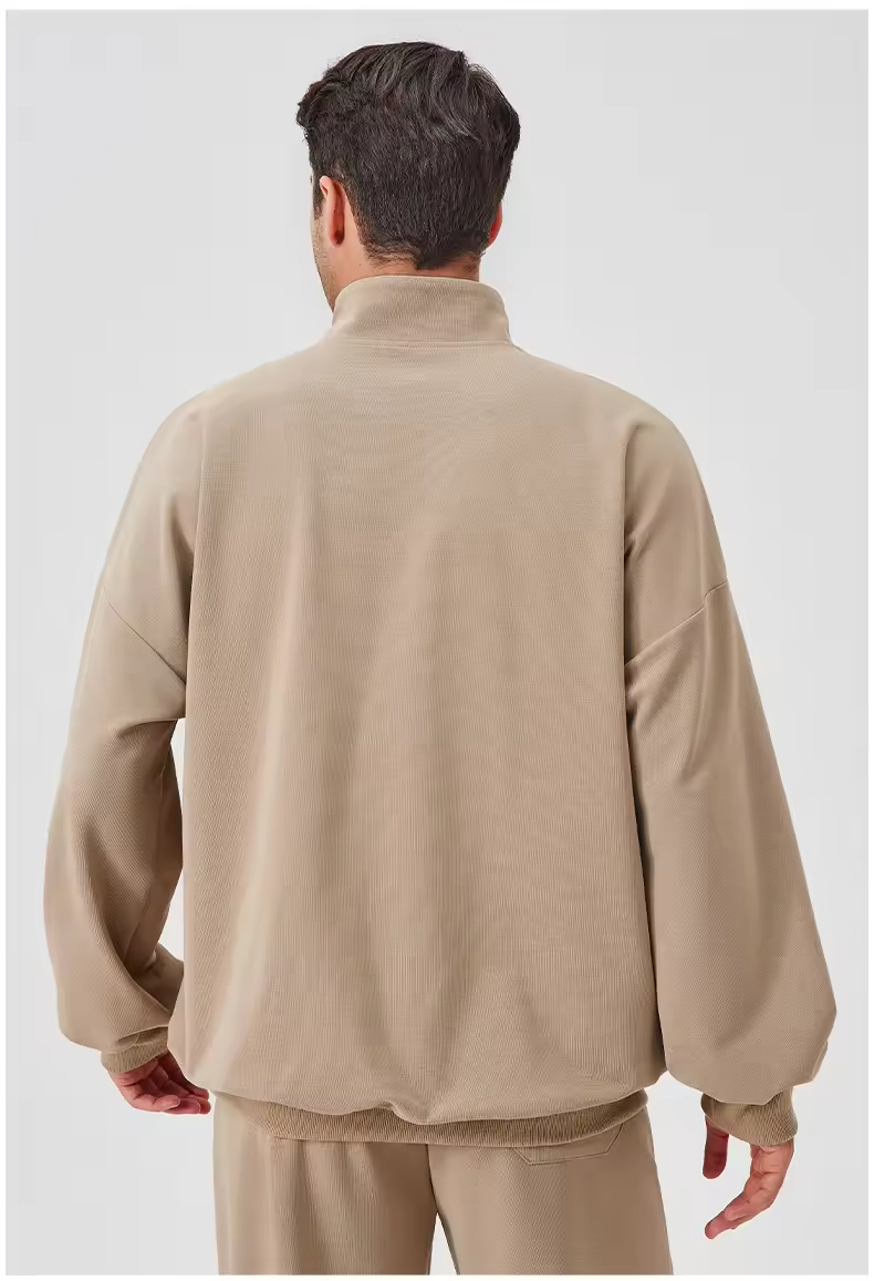 Half Zipper Spring Fall Solid Sports Running Training Fitness Wear Men Hoodies