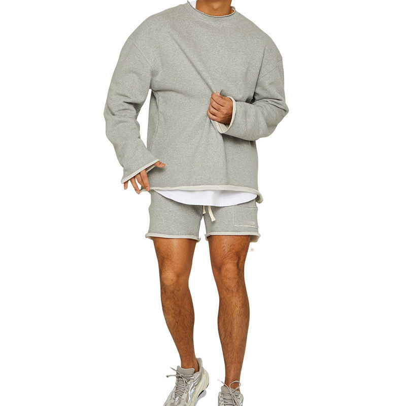 Wholesale Men's Casual Hoodies and Sweatshirts, Solid Color Running Training Loose Crewneck Sweatshirts Clothing