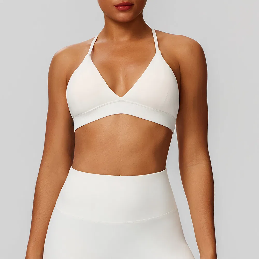 Hot Selling Fashion Ladies Sports Bra with Support Sexy Cross-Back Quick-Dry Naked Sensation Fitness Top Yoga Fitness