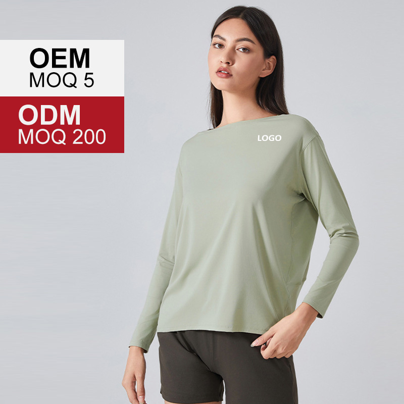 Ds010 Women New Reversible Nude Feeling Loose Long Sleeve Women Slim Breathable Simple Training Fitness Yoga Top