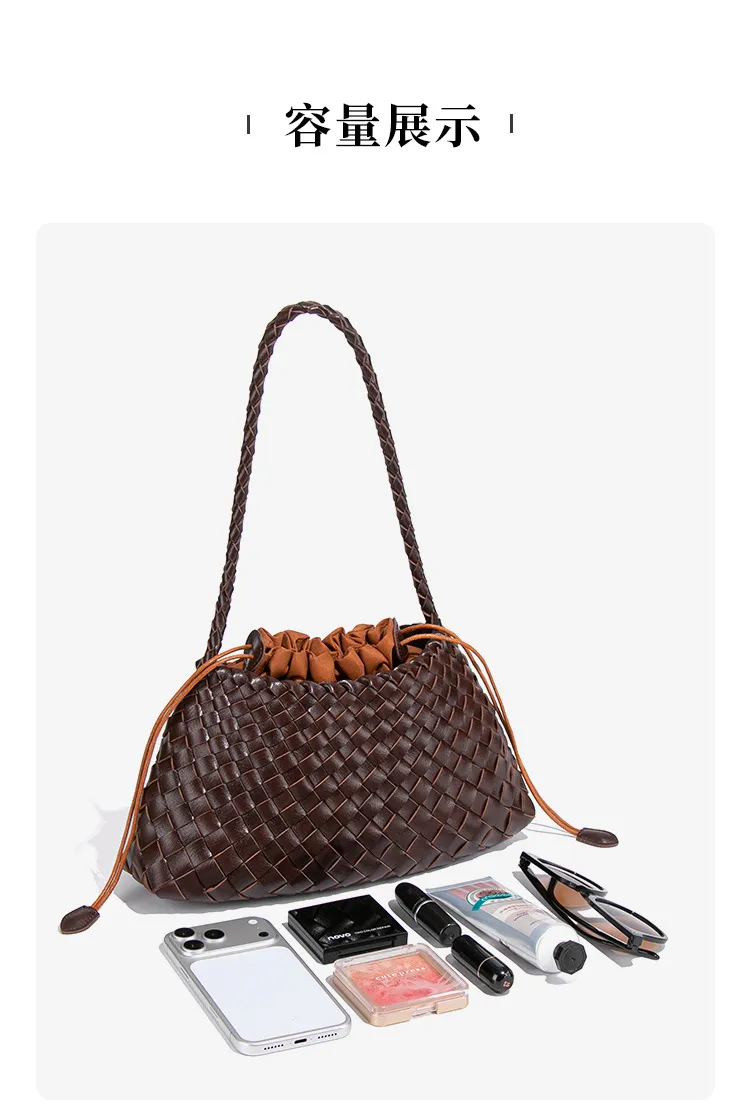 Trendy Chic Ladies Elegantdesigner Shoulder Vegan Leather Fashion Retro Casual High Quality Woven Handbag Braided Luxury Women Premium Bag