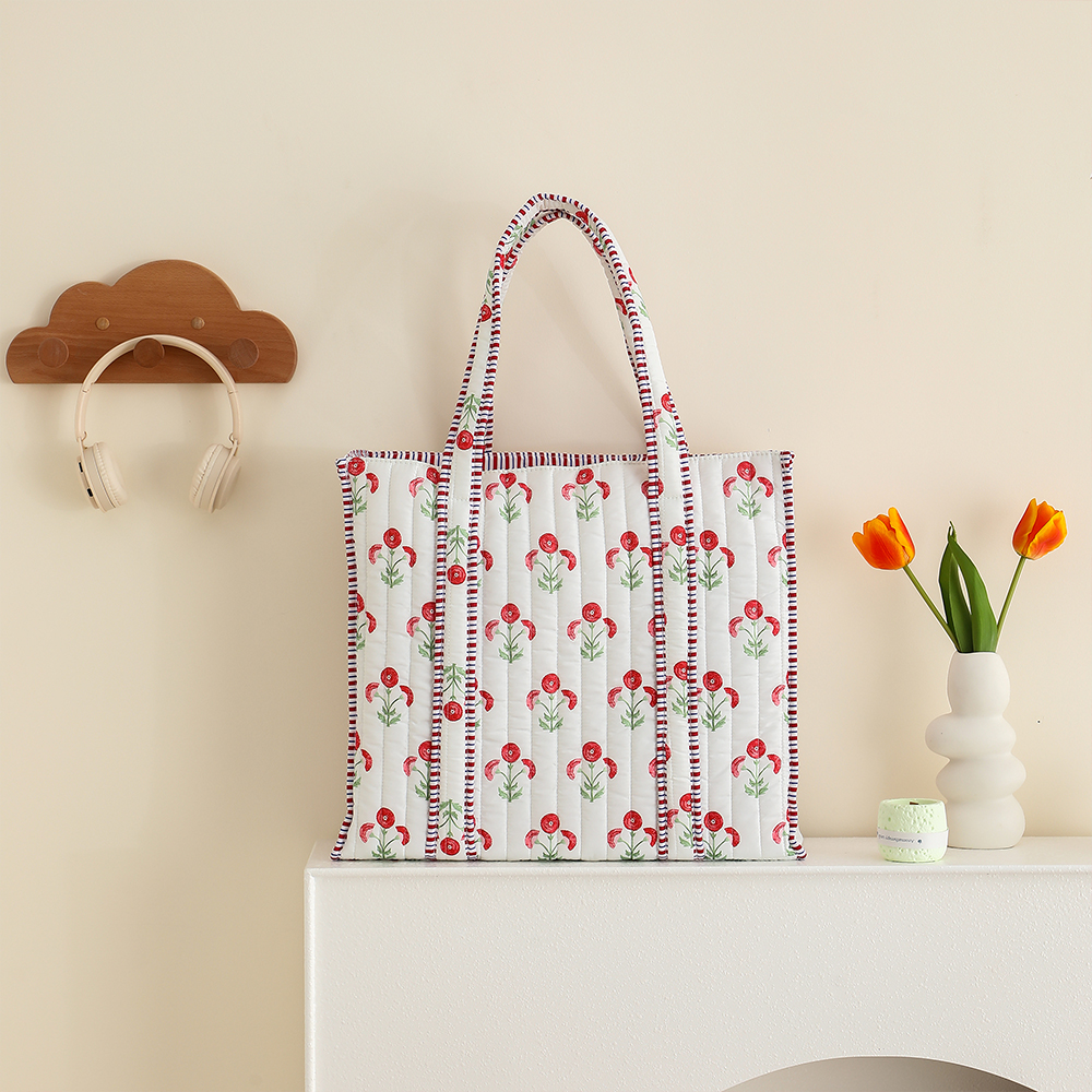 Wholesale Personalized Custom Logo Canvas Retro Floral Tote Bag Women Fashion Travel Handbag