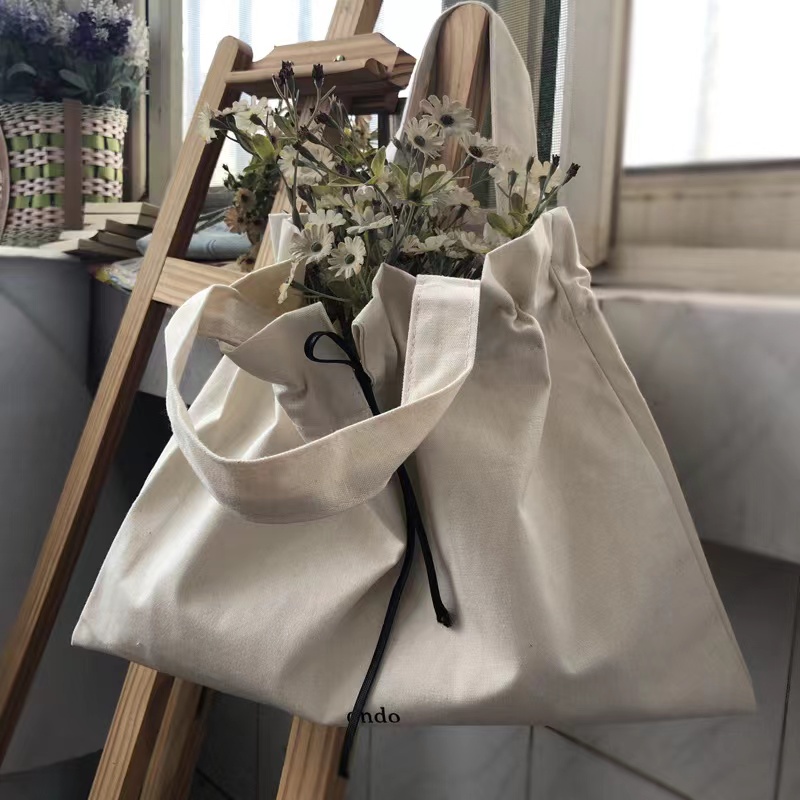 Wholesale Small MOQ Eco-friendly Reusable Nature Custom logo Print Drawstring Bag Shopping Tote Bag Canvas Cotton Bag