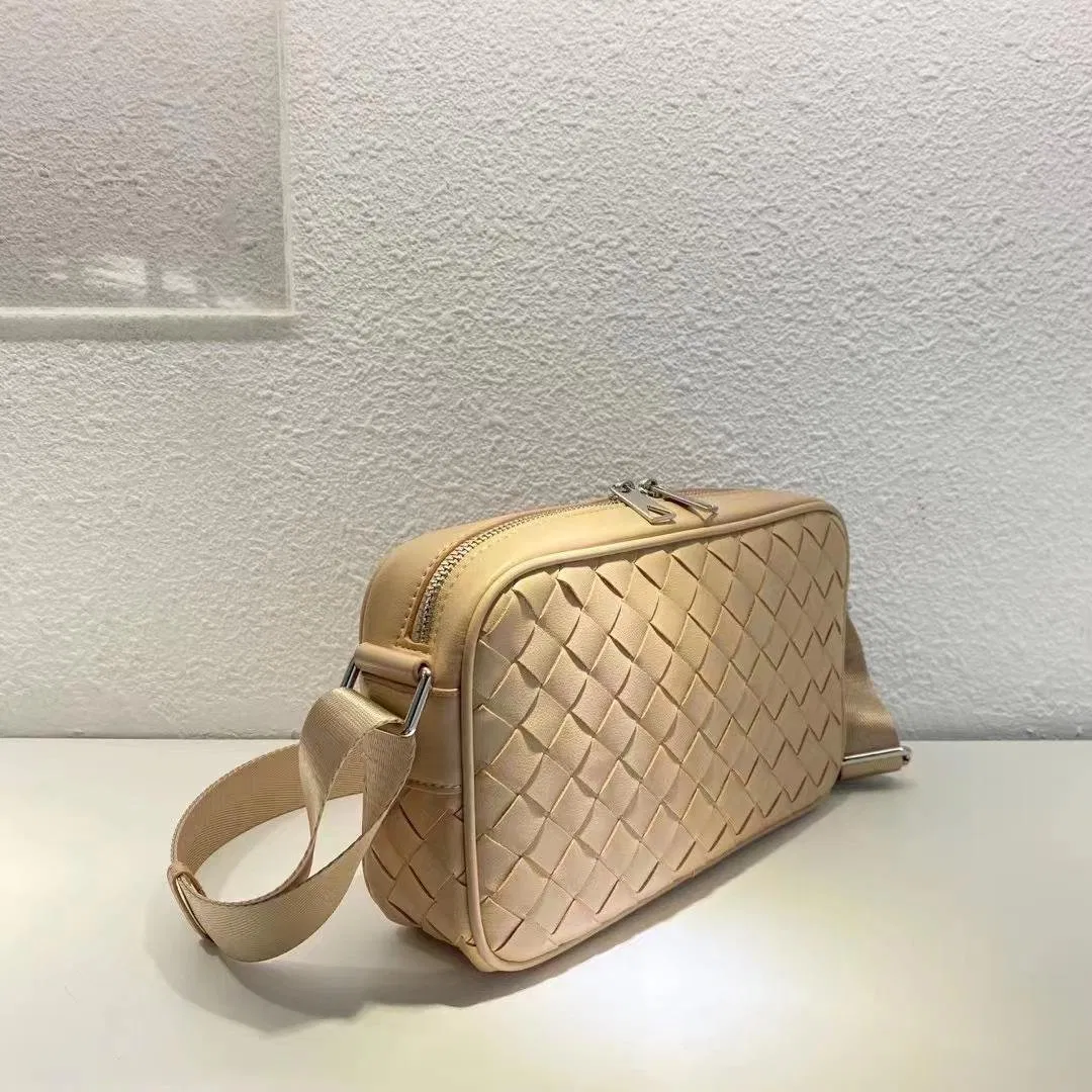 Trendy New Vegan Leather Crossbody Waist Pack Sling Style with Logo Belt and Box Pattern Waist Bags for Travel