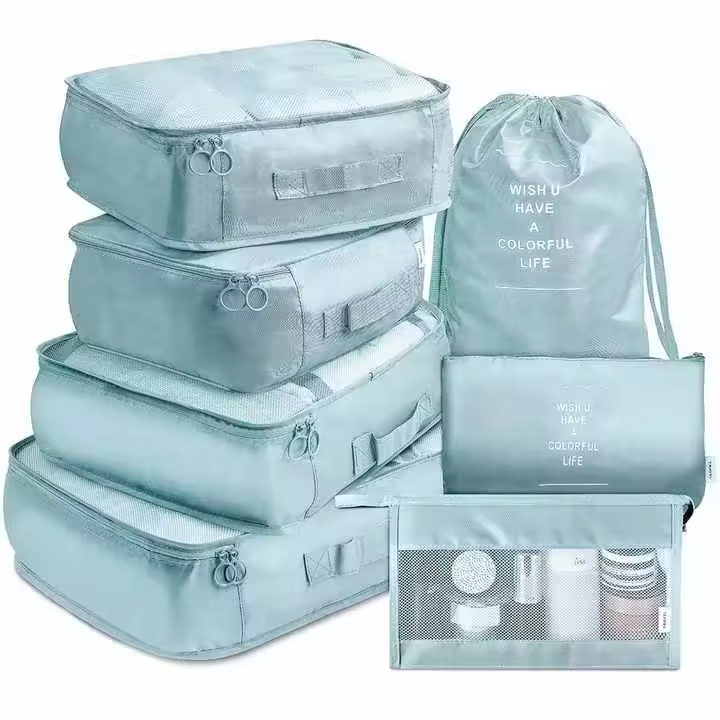 2024 New Collection Wholesale 7-in-1 Cubic Suitcase Multi-Colour Oxford Travel Bag Set Lightweight Durable Fashionable Style