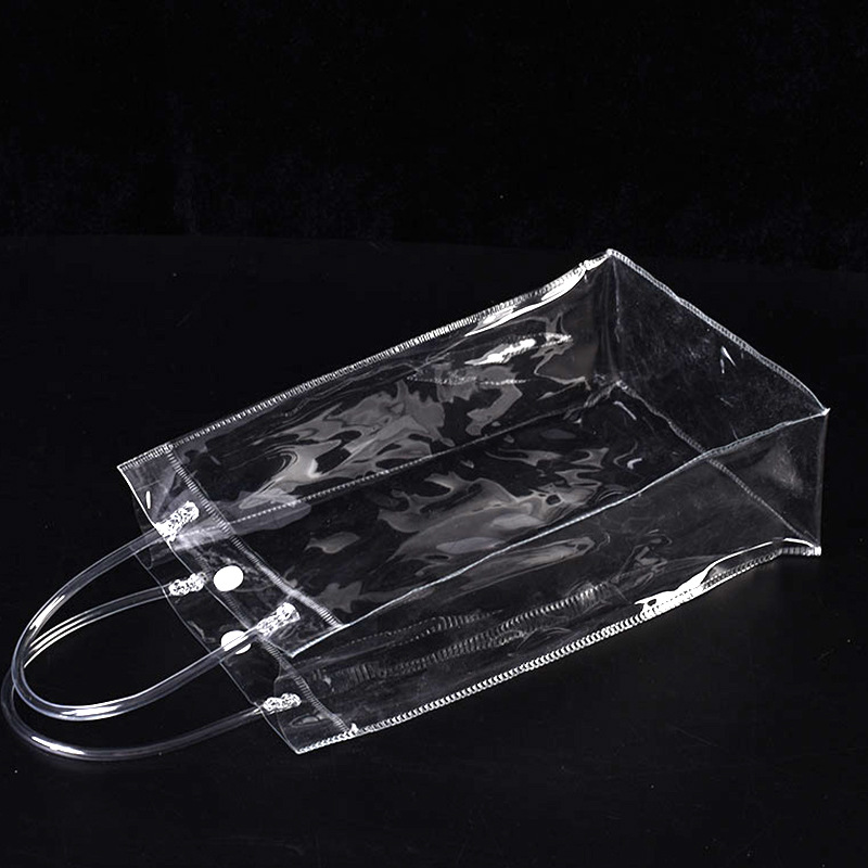 Wholesale Customizable Logo Transparent PVC Shopping Tote Bag Clear Fashion Handbag with Customizable Logo