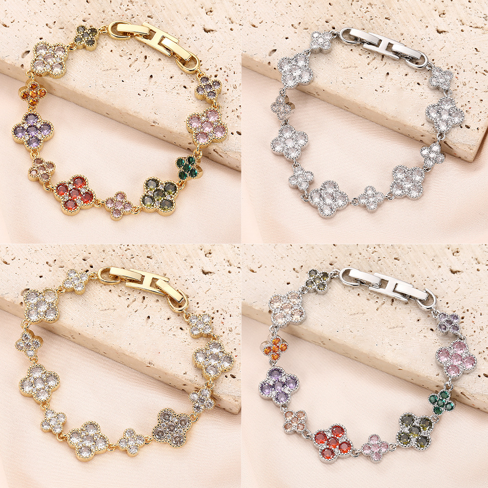 Lucky Leaf Trendy Fashion Brass Zircon Women's Bracelet - Wholesale Wholesale Supplier Style Accessories