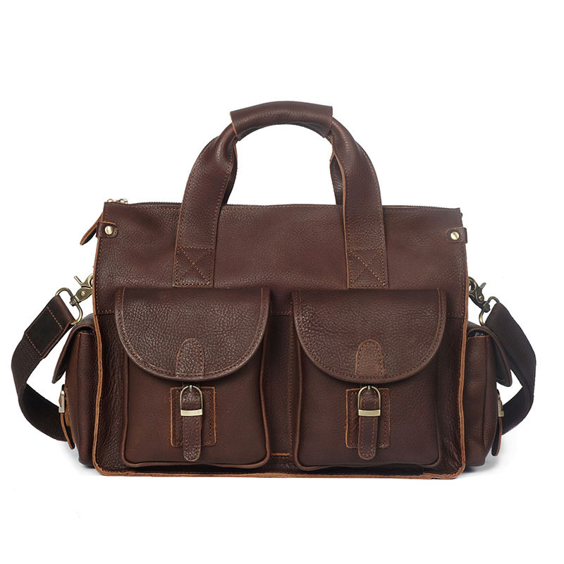 Custom OEM Vintage Genuine Leather Waterproof Crossbody Messenger Bag Durable Business Travel Professional Men B2b Supplier