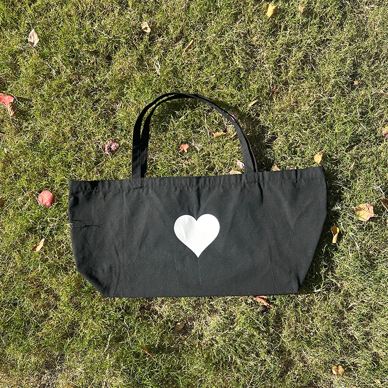 Fashion Trendy Letter Cotton Tote Bag-High Quality Reusable Black Shopping Bag Custom Logo Customizable Design