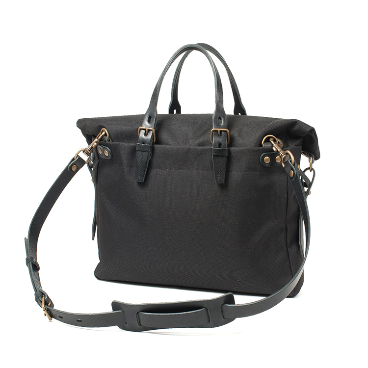 Stylish Black Waterproof Canvas Tote Bag for Business Professionals