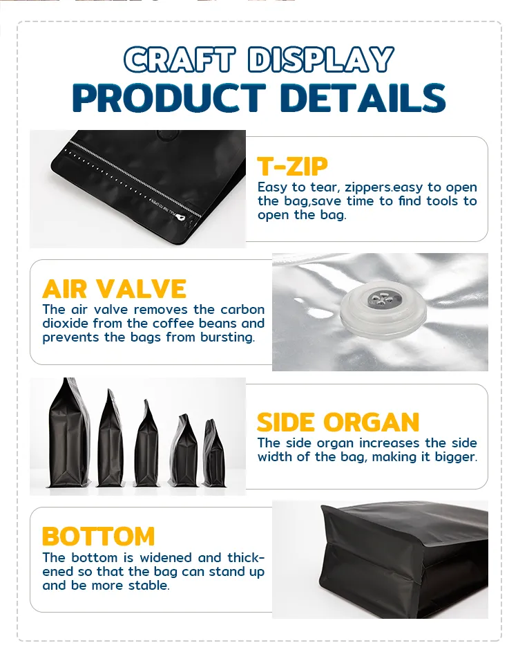 Eco-Friendly Flat Bottom Custom Coffee Bags