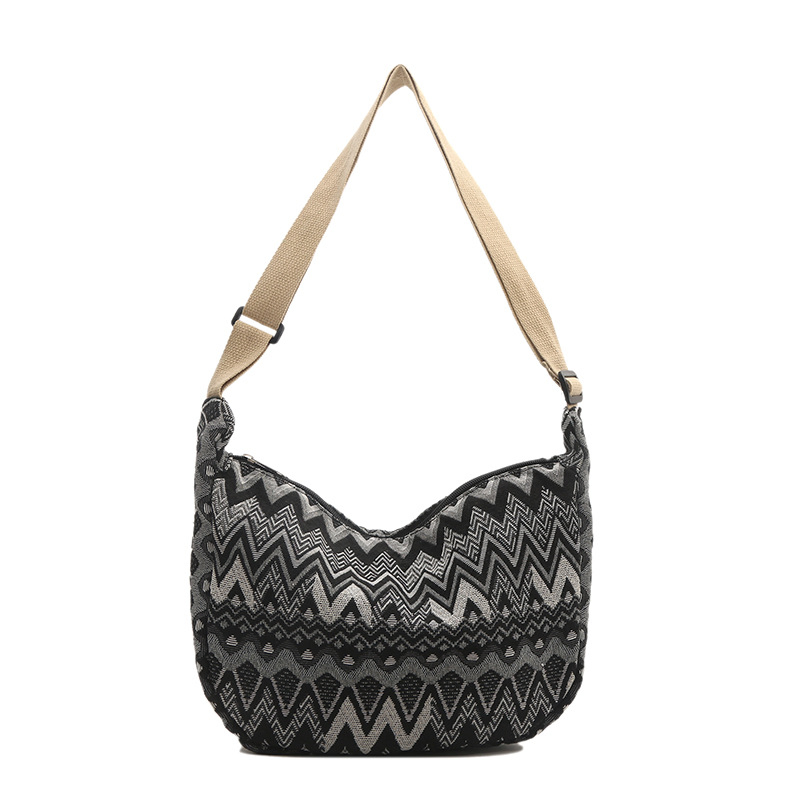 Xianghui Crossbody Bag Women Large Capacity Canvas Shoulder Bag Versatile University Student Commute Bag Dumpling Bag