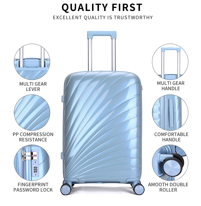 PP Waterproof Soft-Handle Luggage Set with Lock and Telescopic Rod - 20/24/28/32 Inch Assortment