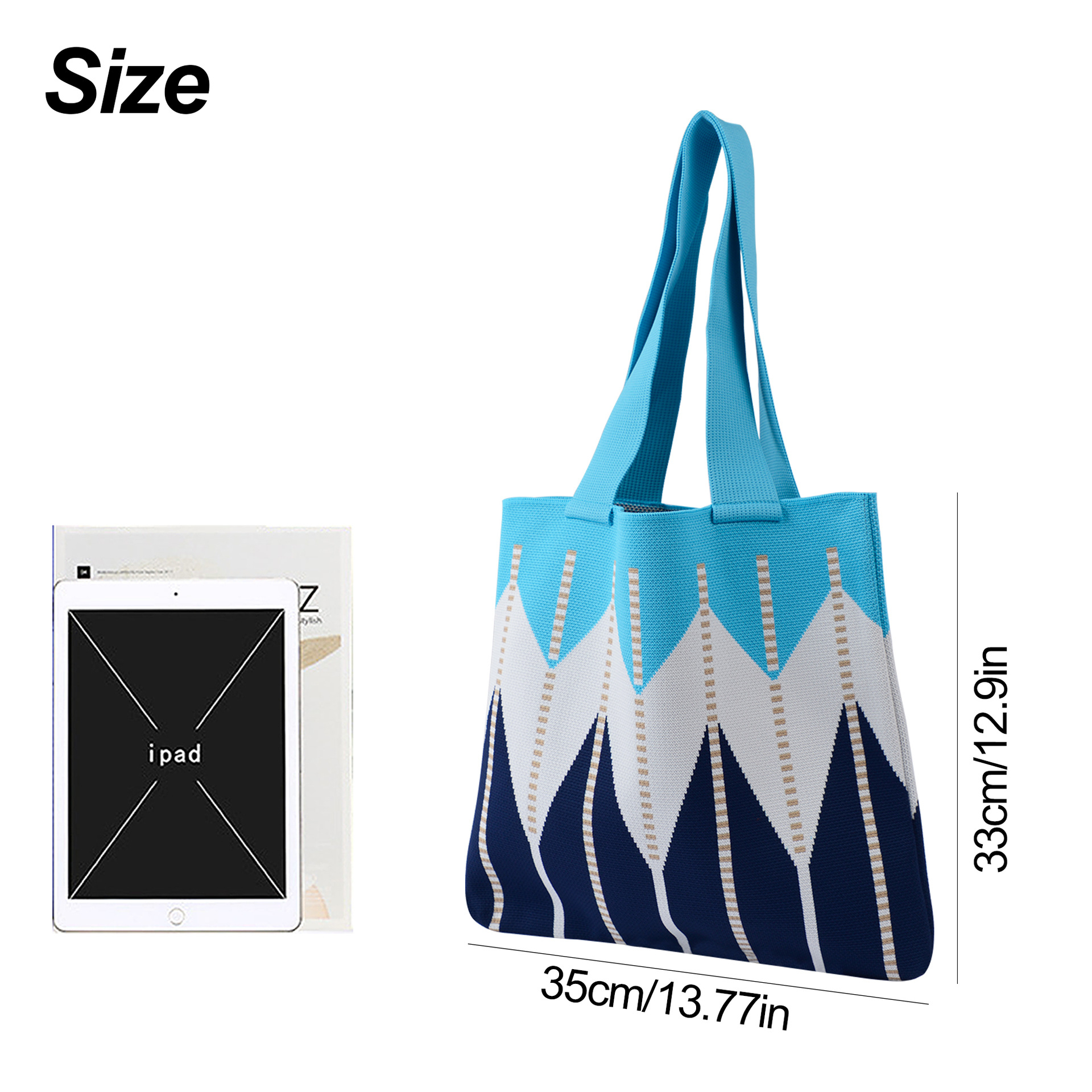 Custom Pattern Wholesale Fashionable Knit Tote Bag Handbag Jacquard Handbag Vest Shape Hand Carry Knitted Wrist Bag