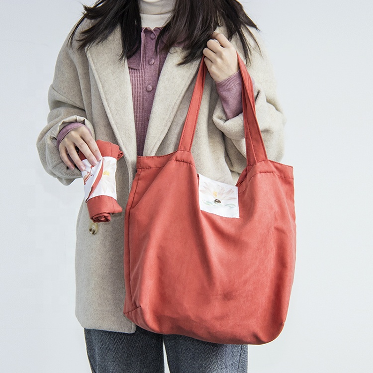 Reusable Custom Foldable Eco-friendly Cotton Sling Shopping Tote Bag with Button Custom Color &amp; Logo Fashion Outdoor