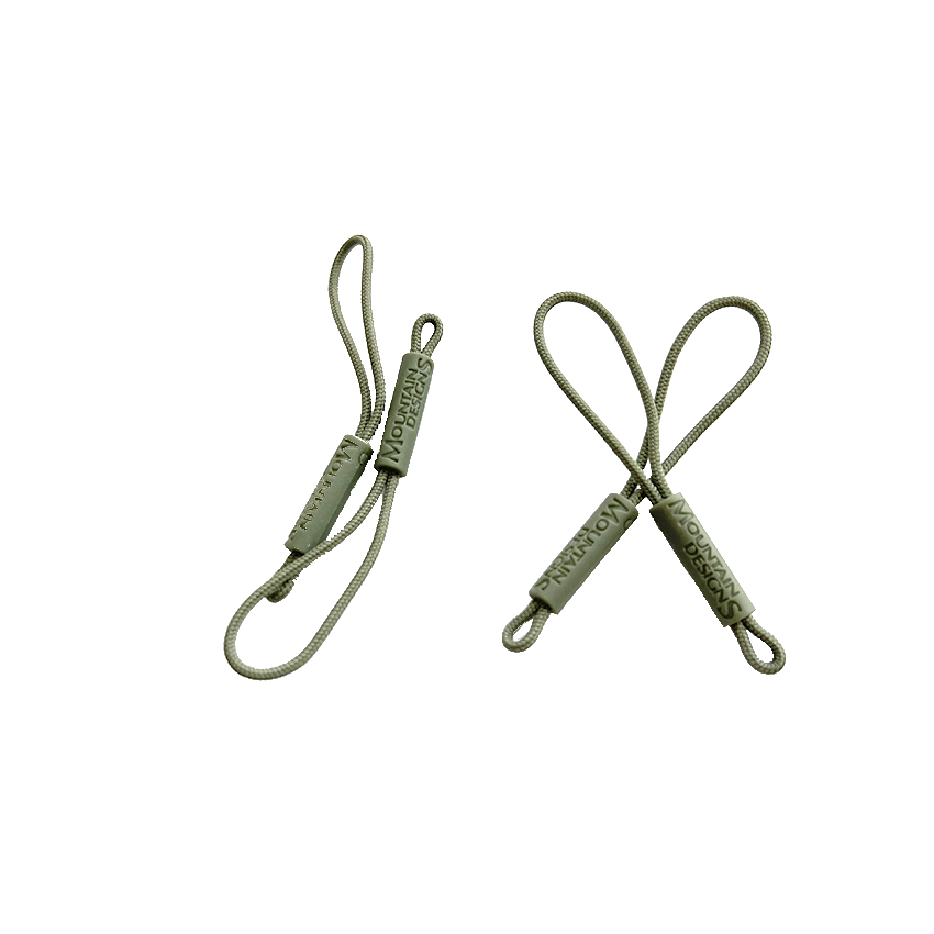 OEM ODM Manufacturer Custom Logo Silicone Rubber Soft PVC Green Rope Zipper Puller for Clothing Bags Garments Handbags