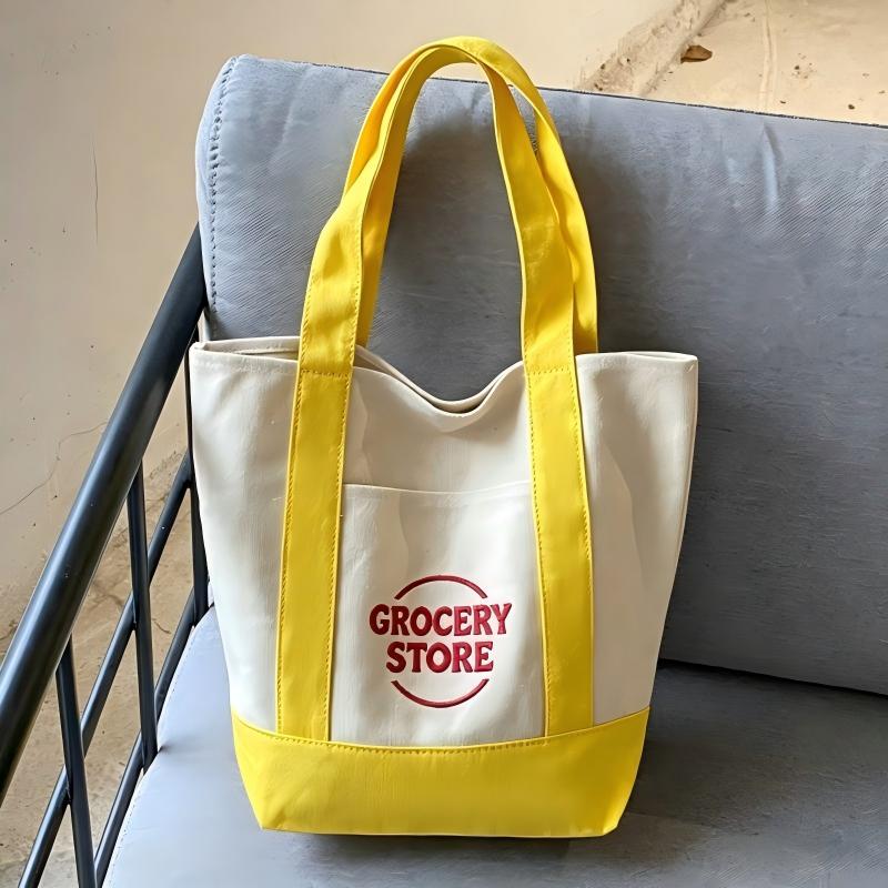 Personalized Embroidered Logo Reusable Mini Canvas Shopping Shoulder Tote Bag with Pocket for Daily Use Sustainable Fashion
