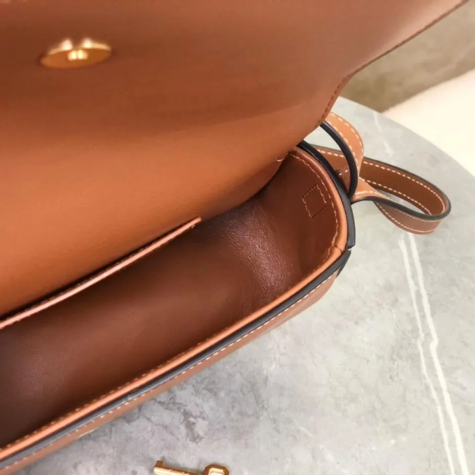 Luxury Designer Inspired Crossbody Purse for Women Office Daily Caramel Brown Padlock Flap Shoulder Bag