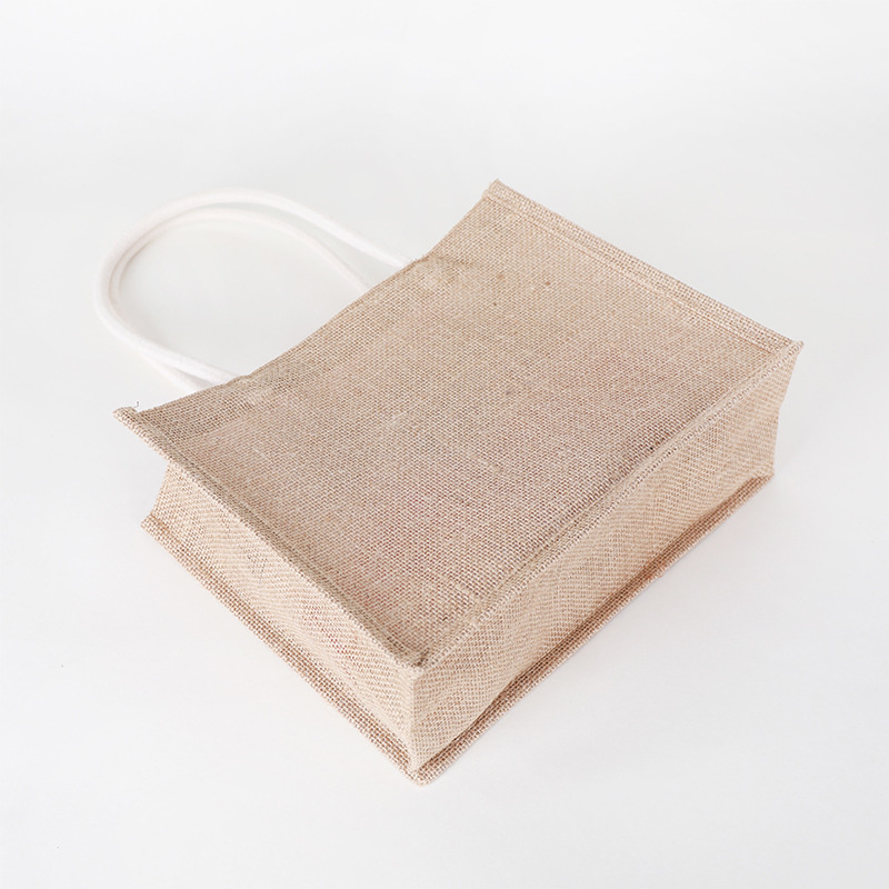 Eco Recyclable Biodegradable Burlap Sustainable Jute Linen Hemp Tote Grocery Beach Bag