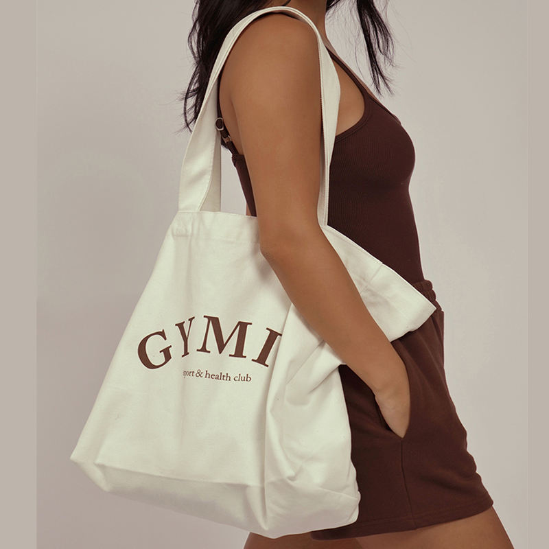 Custom Printed Logo Structured Sustainability Tote Bag Organic Cotton Color Canvas Shopping Bag
