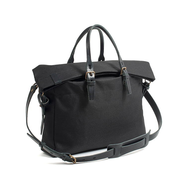 Stylish Black Waterproof Canvas Tote Bag for Business Professionals
